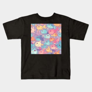 A Seamless Pattern of Adorable Pastel Fish Kids T-Shirt